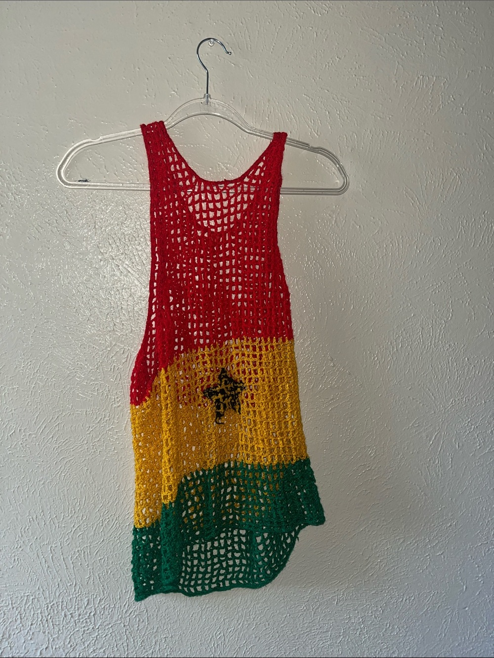 Red Yellow Green Crochet Tank Top with Graphic